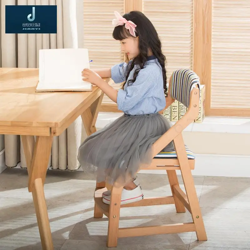 Детский стул для обучения может поднять студентов настоящий деревянный JiaoZi стол