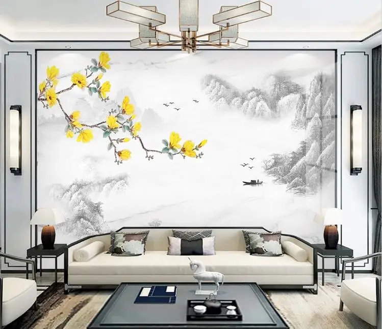 Пользовательские обои новый китайский художественный пейзаж Мраморная Магнолия
