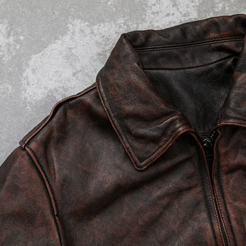 Мужская кожаная куртка GU.SEEMIO из 100% натуральной воловьей кожи верхняя