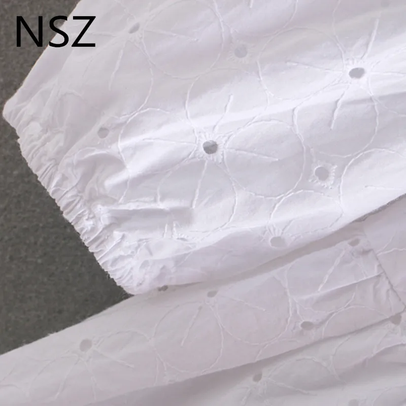 Женское хлопковое платье с вышивкой NSZ белое пляжное плиссированное мини