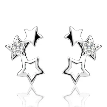 

New Product Hollow Five-star Horn Earrings Female Korean Style Temperament Earrings Zircon Pure White Jewelry Gifts 056