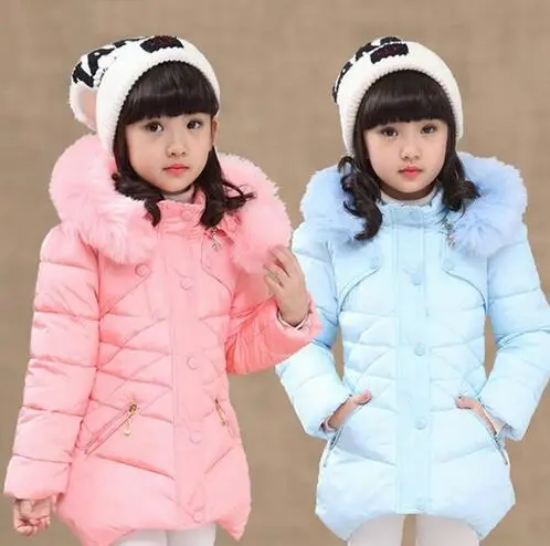 

2021 Girls Winter Warm Faux Fur jackets Long Cotton Coat Girls Christmas Hooded School Cute Outerwear Girl Winter Jacket Parkas