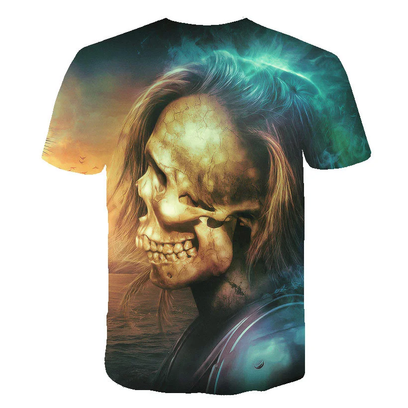 

Men Clothes 2021 New Mens Summer Skull Print Men Short Sleeve T -Shirt 3d Print T Shirt Casual Breathable Funny T Shirts Tops