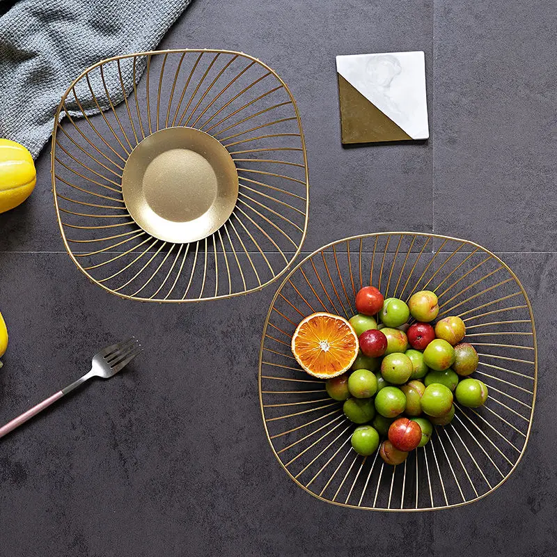 

New Iron Fruit Basket Creative Living Room Fruit Candy Snack Plate Home Simple Fruit Plate Basket Decor