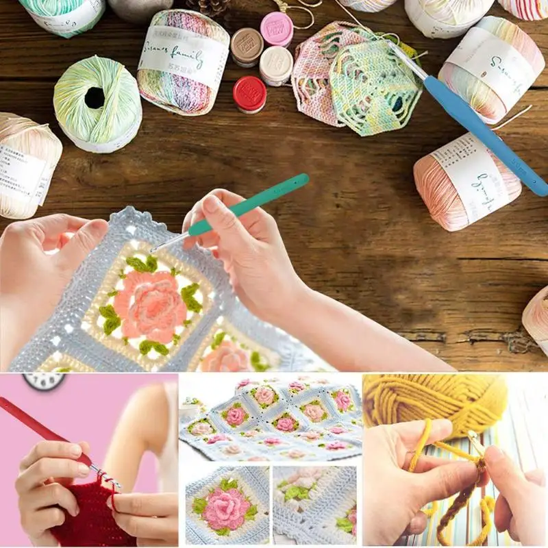 37 шт. крючки Наборы с сумкой для хранения мягкая ручка Вязание крючком иглы