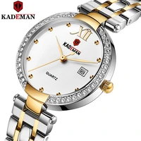 kademan woman watch 2021 silver rose gold watch women dress crystal diamond luxury brand ladies watches stainless steel clocks