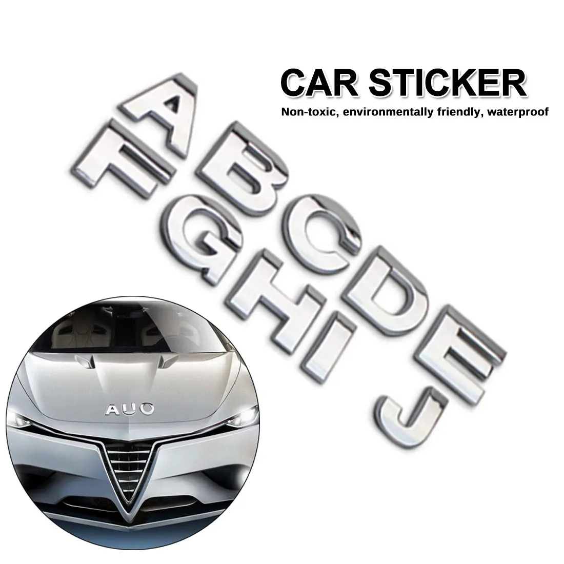 1 шт. 3D наклейки для автомобиля серебряные буквы DIY металлические значки в форме