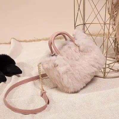 

NEW Luxury Handbags Women Bag Designer Fashion Rabbit Fur Bag Brand Female Messenger Bag Winter Ladies Crossbody Tote Bags