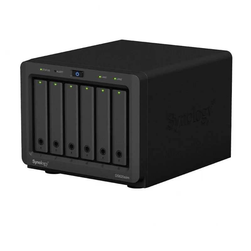 Synology 6 Bay 2,5 дюйма NAS DS620slim (бездисковая) Память 2 Гб DDR3L, расширяемая до 6 ГБ