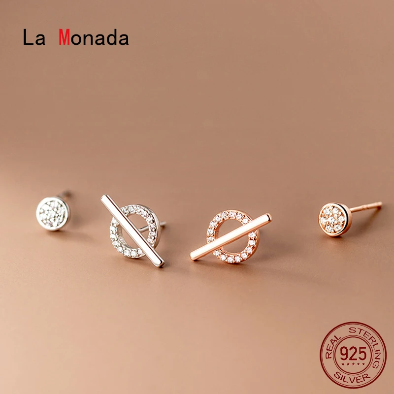 

La Monada Asymmetrical Round Sterling Silver Stud Earrings For Women Fine Jewelry Minimalist Women Earrings Stud Silver 925 Girl