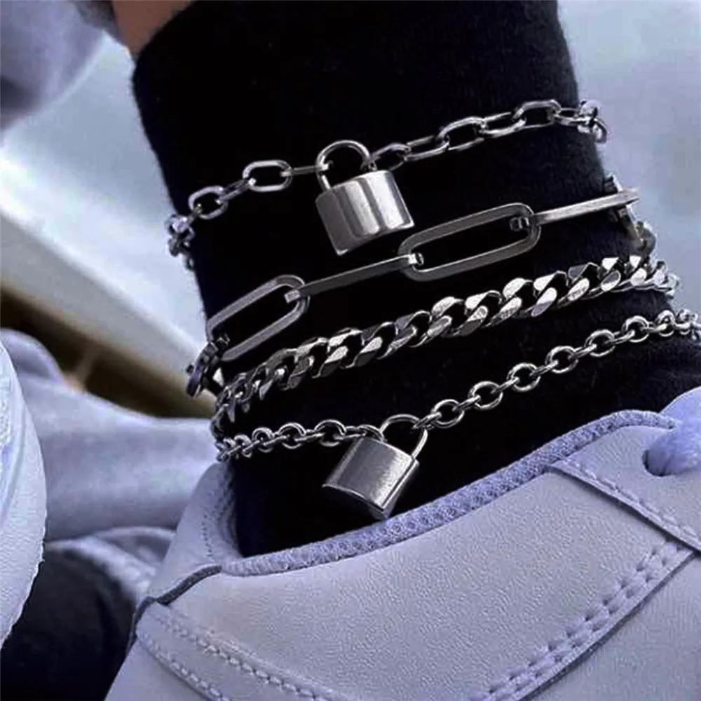 Boho Летний Пляжный Золотой Серебряный цвет цепочка с замком многоуровневый