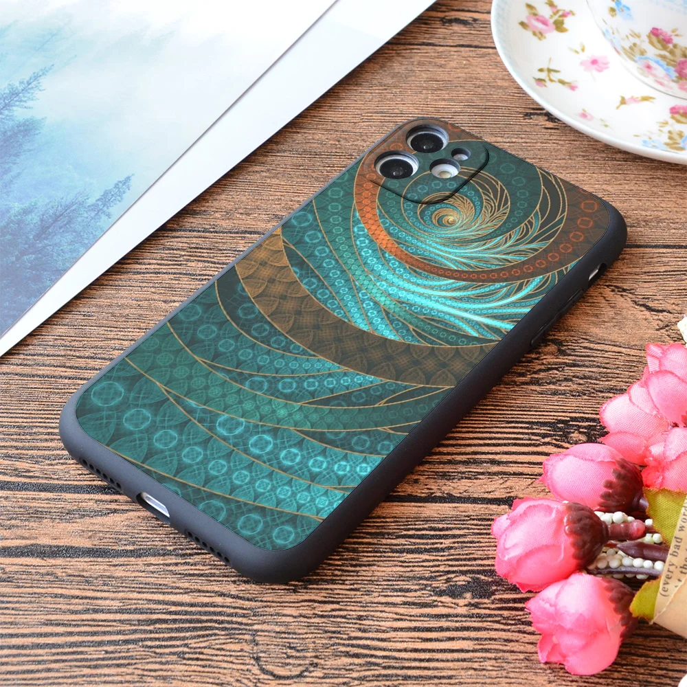 

For iPhone Beautiful Corded Leather Turquoise Fractal Bangles Print Soft Matt Apple iPhone Case