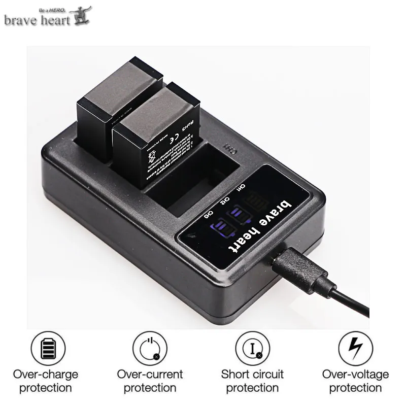 3,7 в 1600 мАч Go Pro hero 3 3+ gopro3 gopro 3 hero 3+ аккумулятор с Чехол+ ЖК-дисплей двойной USB зарядное устройство для Gopro hero 3 3+ камера