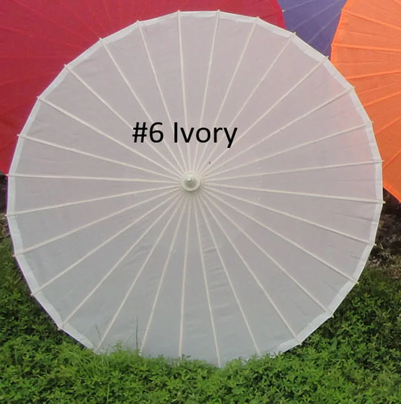 Ivory 1 шт./лот, Свадебный зонтик из ткани для взрослых, Шелковый Зонтик для невесты, вечерние украшения, зонтик с длинной ручкой - Цвет: Ivory