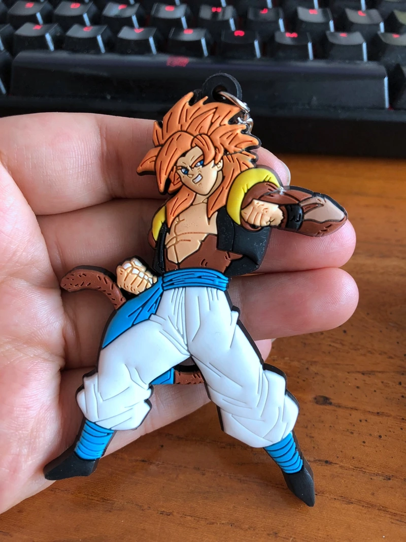Арбузно-красный Dragon Ball Z Son Goku, супер ПВХ детали, рисунок, милый кулон, украшение, унисекс, сумка, цепочка, подвески, брелок для ключей - Цвет: Арбузно-красный
