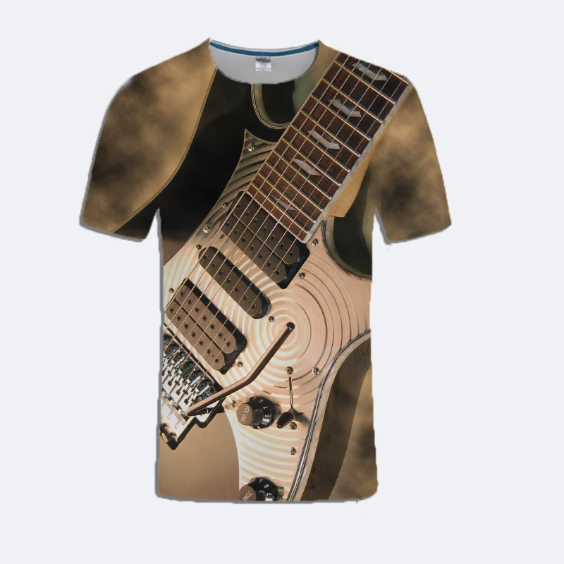 Рок унисекс пламя футболка музыкальная рубашка Забавные 3d гитары футболки