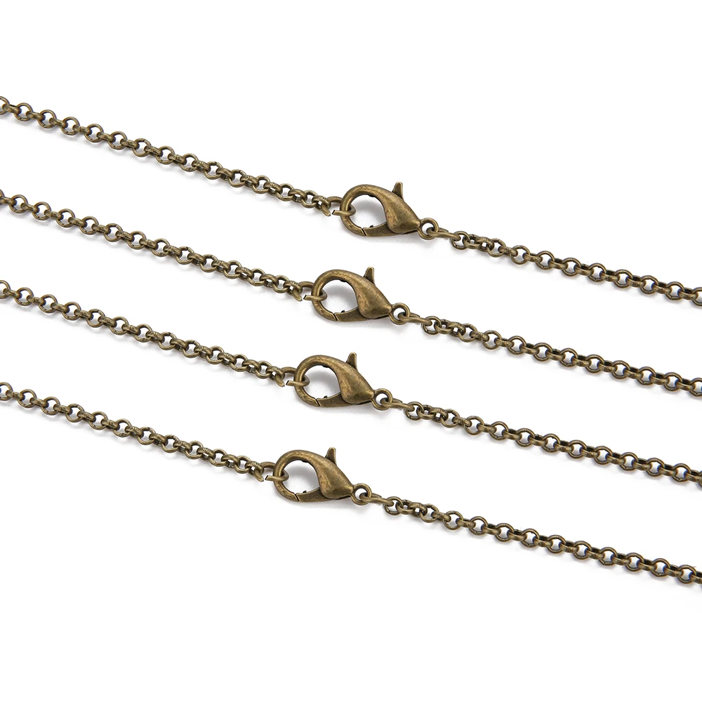antique bronze 10 шт./лот, золотая, серебряная, античная, бронзовая, 3 мм, круглая цепочка, ожерелье с застежкой-лобстером, 60 см, подходит для самостоятельного изготовления ювелирных изделий - Окраска металла: antique bronze
