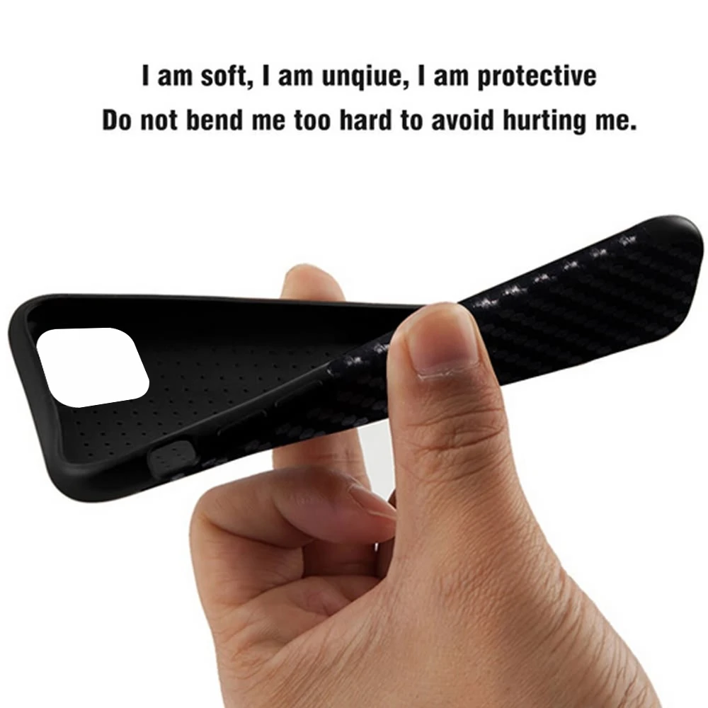 LAPOPNUT Carbon Fiber Lines Case for Iphone 11 Pro Xs Max Xr X 7 8 Plus 6 6s 5 5s SE Shockproof Slim Soft Silicone Bumper Cover |