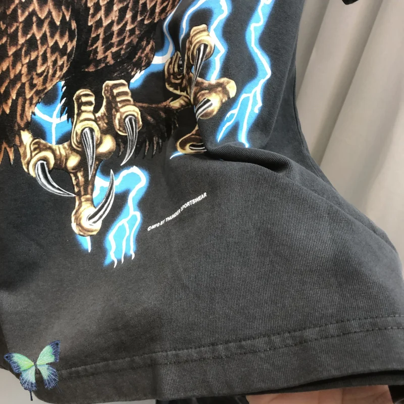 

QC picture RHUDE t-shirt men women top quality flying eagle Rhude t shirt 100% cotton heavy fabric