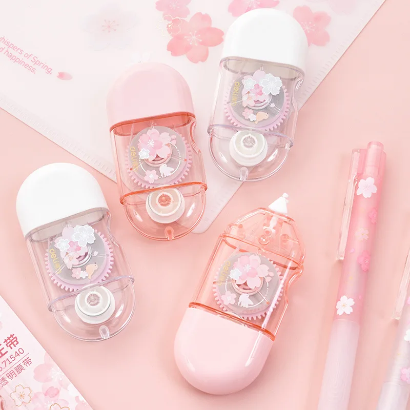 Cute Cherry Blossom 8m Correction Tape Pen Non-Refillable White Out for Students Office Supplies | Канцтовары для офиса и дома
