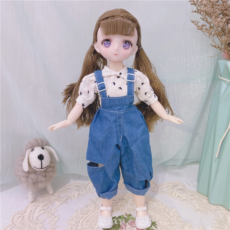 Шарнирная кукла 1/6 Bjd полный комплект обуви с одеждой и голубыми глазами милые