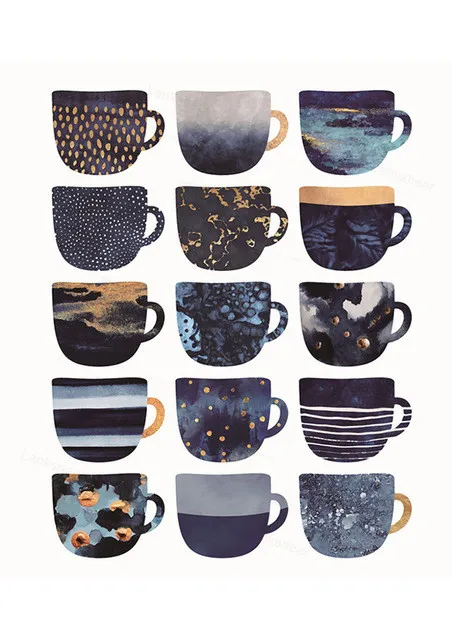 Lankshear на холсте печати плакатов Кухня украшение красивый Мрамор разных кофейные