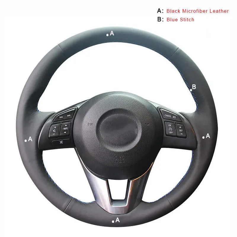 Microfiber Leather Автомобильная оплетка на руле для Mazda 3 Axela Mazda 6 Atenza Mazda 2 CX-3 CX-5 Scion iA DIY Авто оплетка крышки - Название цвета: Microfiber Leather