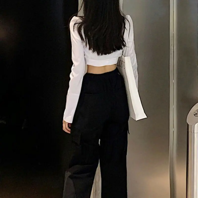 Женская однотонная белая шифоновая блузка новинка 2019 глубокий v образный вырез