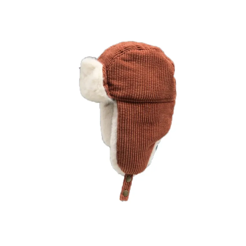 

Women's Winter Plush Riding Windproof Children's Ear Cap Outdoor Corduroy Cold Proof Skiing Warm Hat Bomber Parent Child Hat