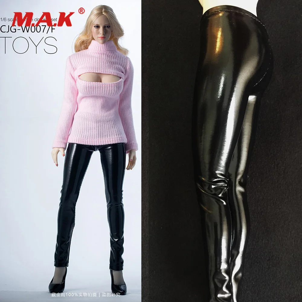 

1/6 Scale Female Figure Accessory Sweater Elastic Leather Pants Trousers Model for 12 inches PH hotstuff UD Action Figure Body