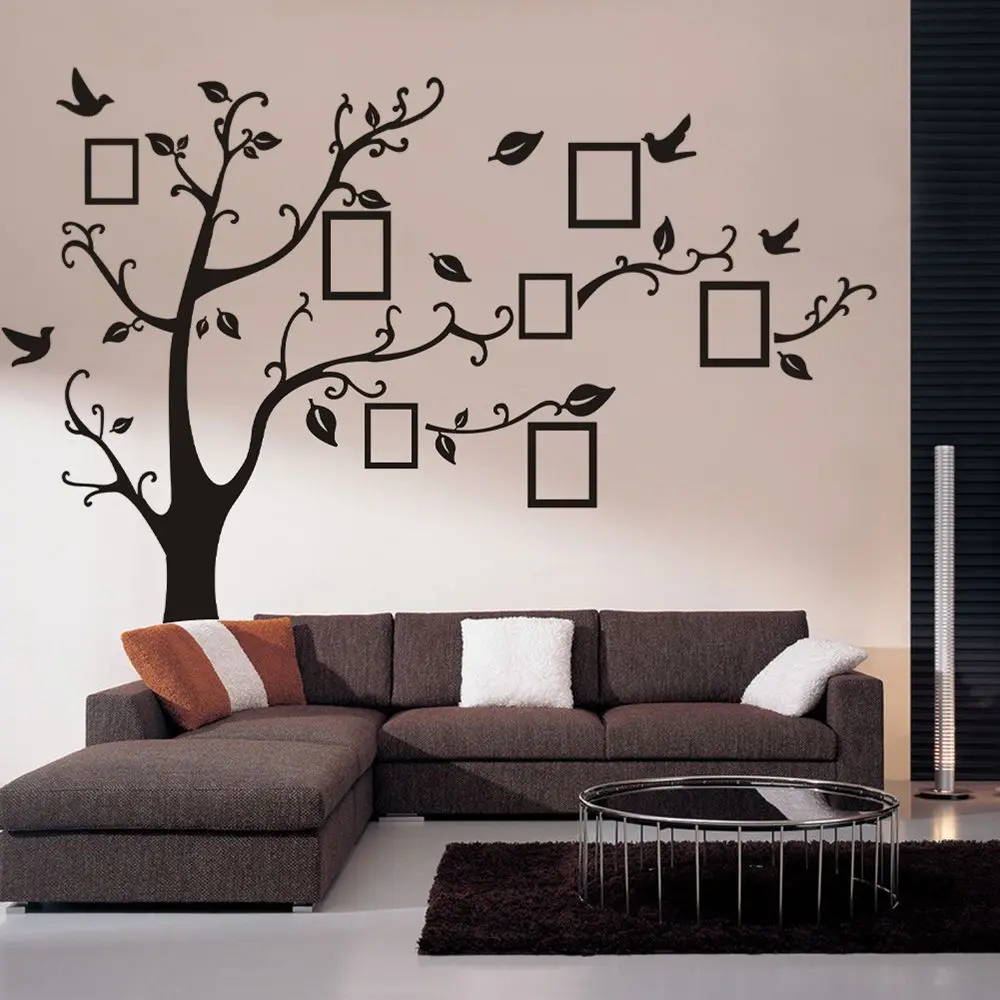 

Black 3D DIY Wall Stickers Mural Art Living Room Family Photo Tree PVC Wall Decals Self Adhesive Photo Tree Bedroom Decoration