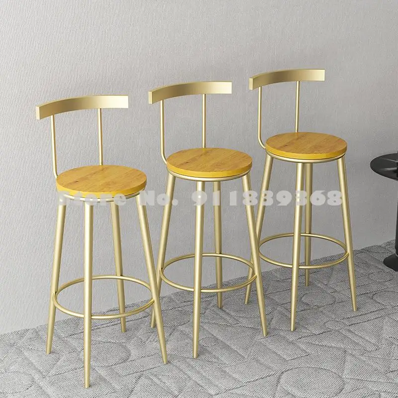 Solid Wood Bar Chair Modern Simple High Stool Family Back Milk Tea Shop Front Desk | Мебель