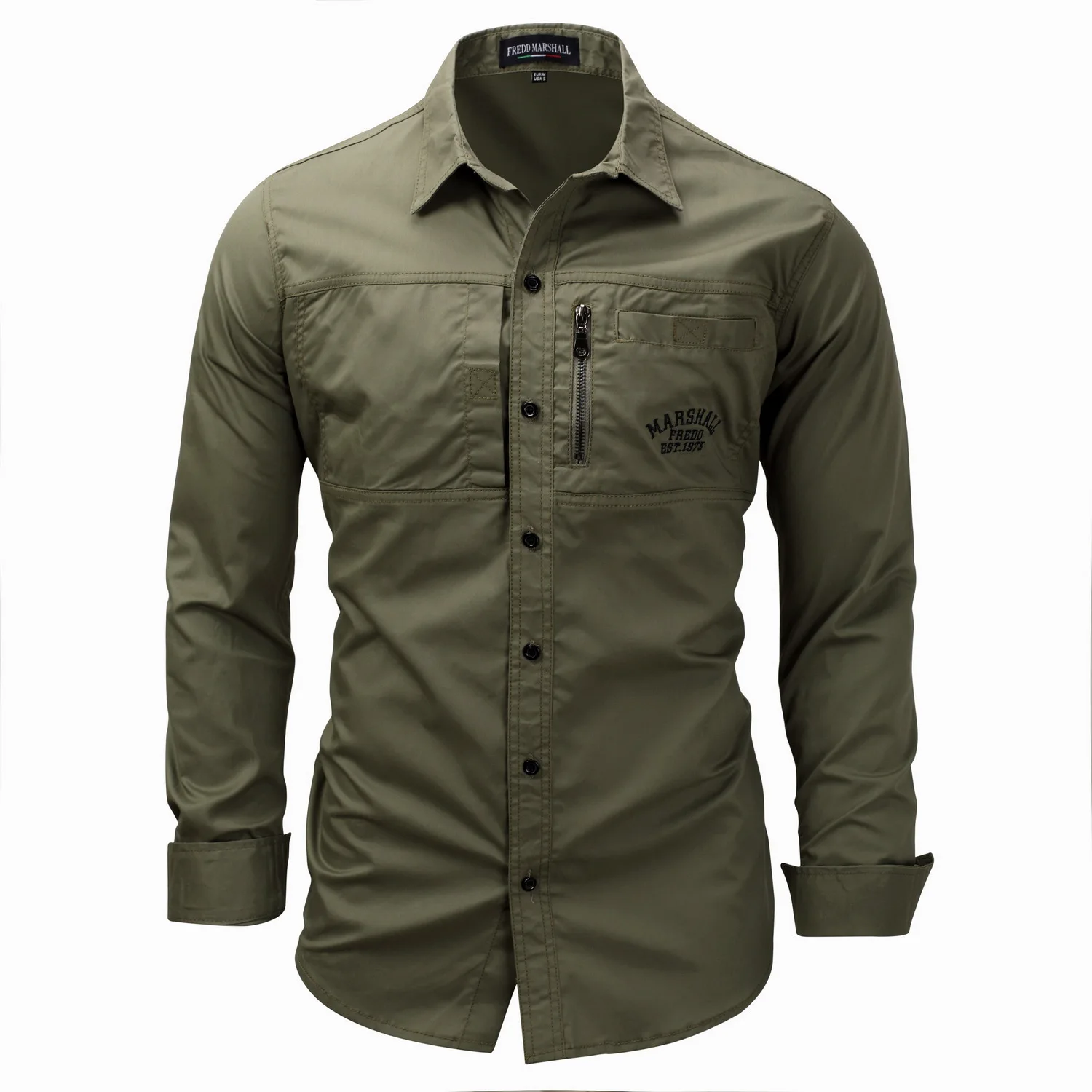 

New Men‘s Slim Fit Dress Shirts Masculina Business Long Sleeve Army Turn Down Neck Shirt Autumn Denim Shirt -40