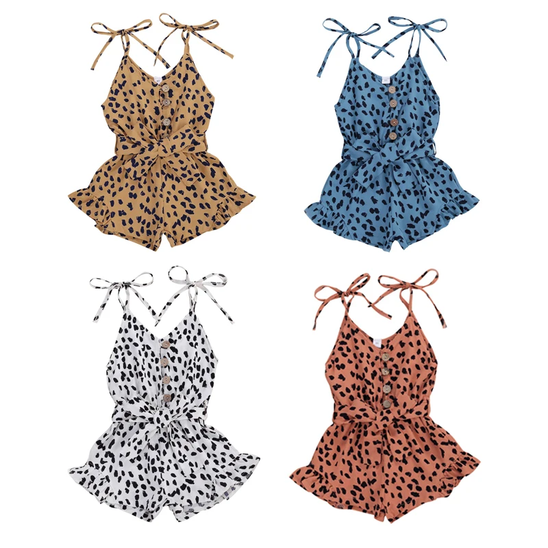 

2020 Летний комбинезон для маленьких девочек, комбинезон с леопардовым принтом, без рукавов, с v-образным вырезом, шифоновый комбинезон на под...