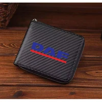 mens car carbon fiber fashion genuine leather wallet id card holders purse for daf xf cf if van accessories