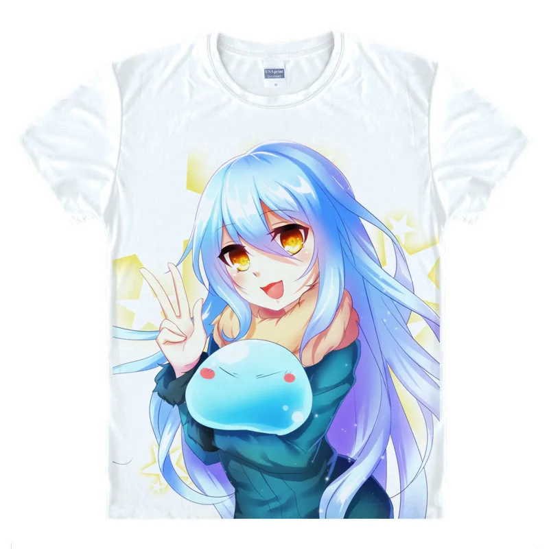 Тогда я получил перевоплотится в слизи Косплей Футболка Rimuru буря аниме летние