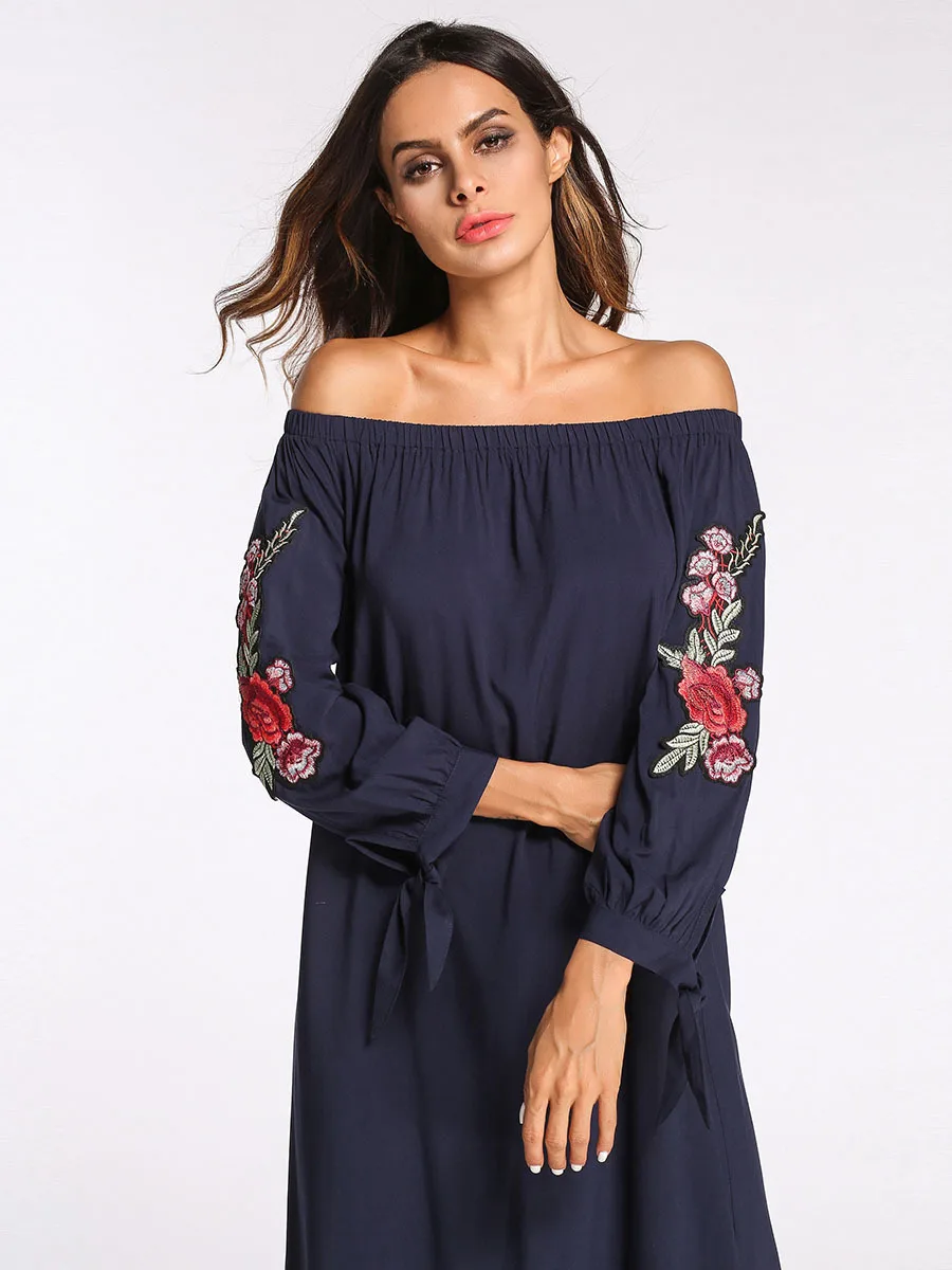 Мусульманская длинная юбка Islamc платье Осень Национальный ветер наклейки слово