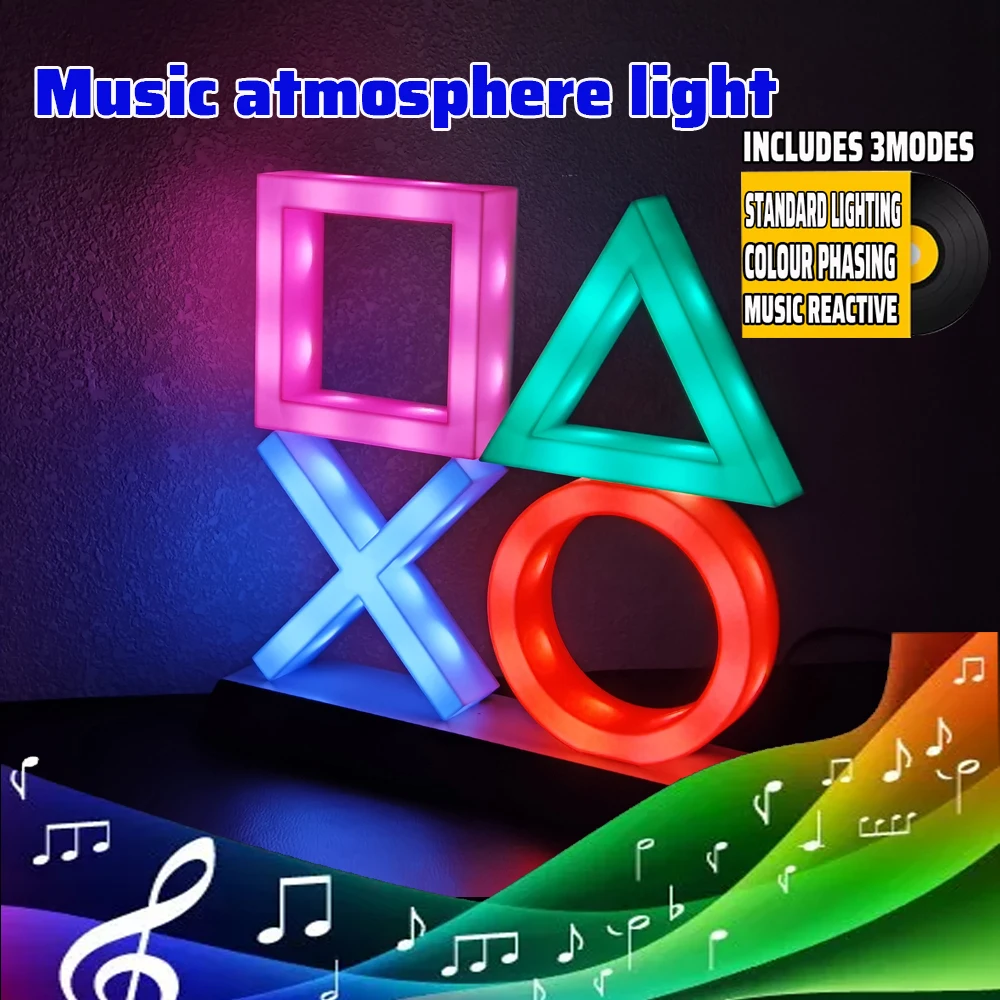 

Voice Control Game Icon Light for PS4 PS5 for Playstation Player Commercial Colorful Lighting Game Led