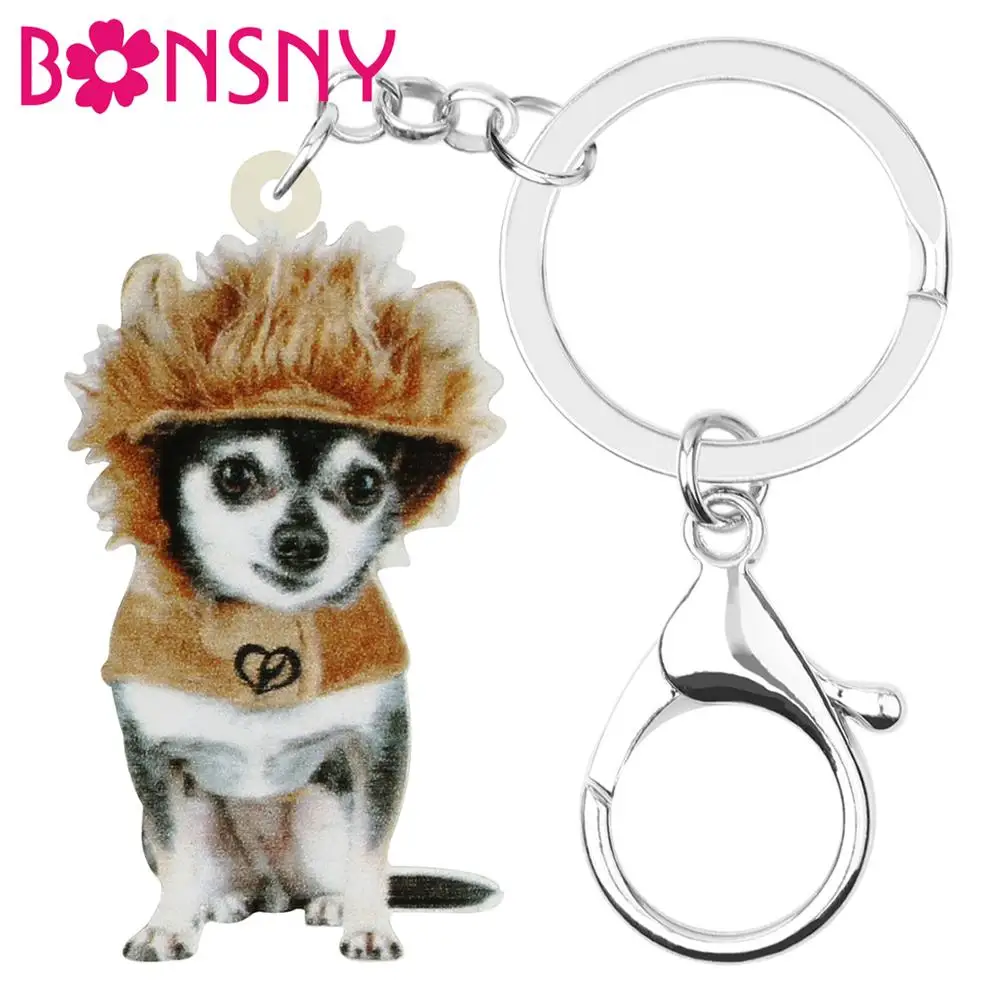 Bonsny акриловые милые Чихуахуа брелки с собаками брелоки животными ювелирное