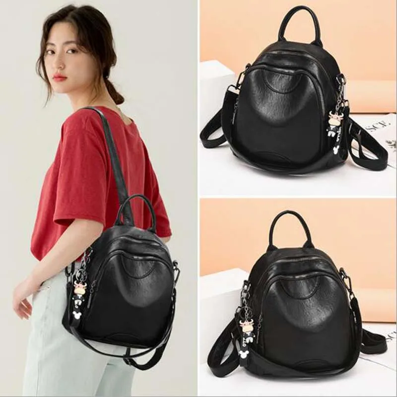 

New Arrival Women Fashion High Quality Pu Leather Backpack Luxury Designer Double Shoulder Bags Ladies Casual Travel Bag