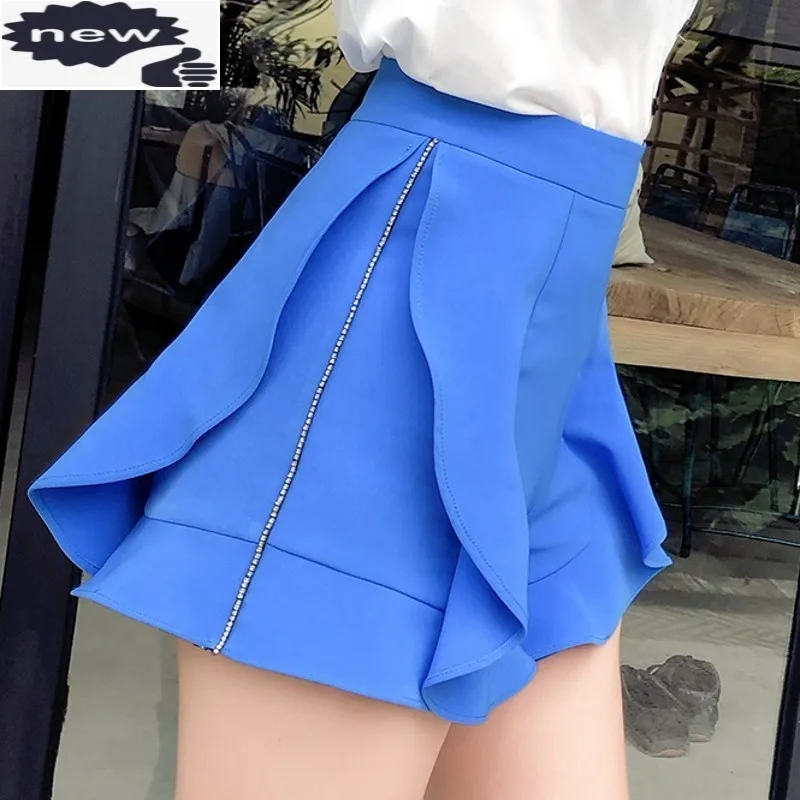 

Юбка женская трапециевидная с оборками, милая модная облегающая юбка с поясом, с широкими штанинами, в стиле High Street, на лето