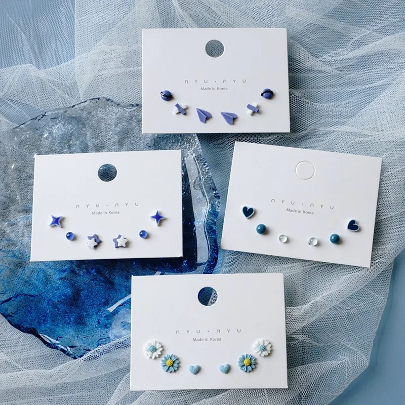 

3Pairs Women Heart Star Mini Earrings Set Fashion Girl Small Jewelry Pearl Stud Earring Sets Lady Jewelry Gift