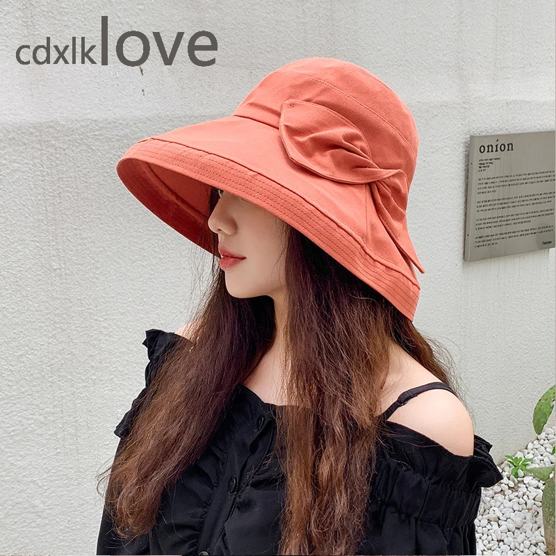 

Bow basin hat Beach Cap Sun Bonnet Visor Female Summer Sunscreen Folding Big Sun Hat for Girl Hat Lovely Stripe Pattern Cap