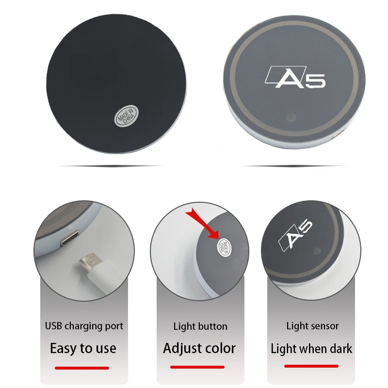 Автомобильный светильник 7 цветов USB-разъем светодиодная подсветка светящийся