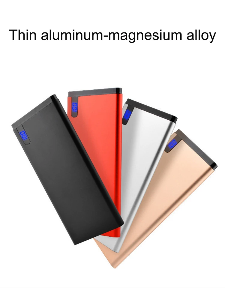 Ультратонкое портативное зарядное устройство 20000 мАч полимерное со светодиодной