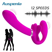 strapless strap on dildo 12 speeds vibrator for women adult harness sex toy for lesbian powerful pulsing vibrating sex machine
