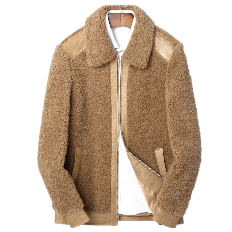 

Real Fur Coat Autumn Winter Jacket Men Real Sheep Shearling Fur Wool Coat Streetwear Mens Jackets and Coats LSY088290 MY1822