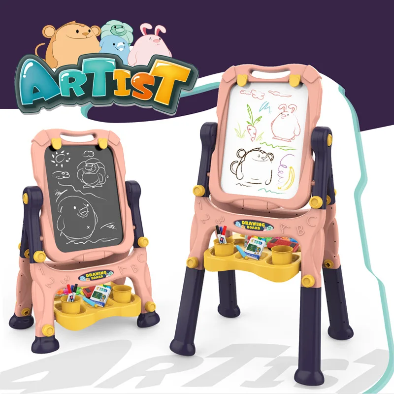 

Children's drawing board magnetic drawing board writing board bracket board height conversion two in one graffiti toy kids gift