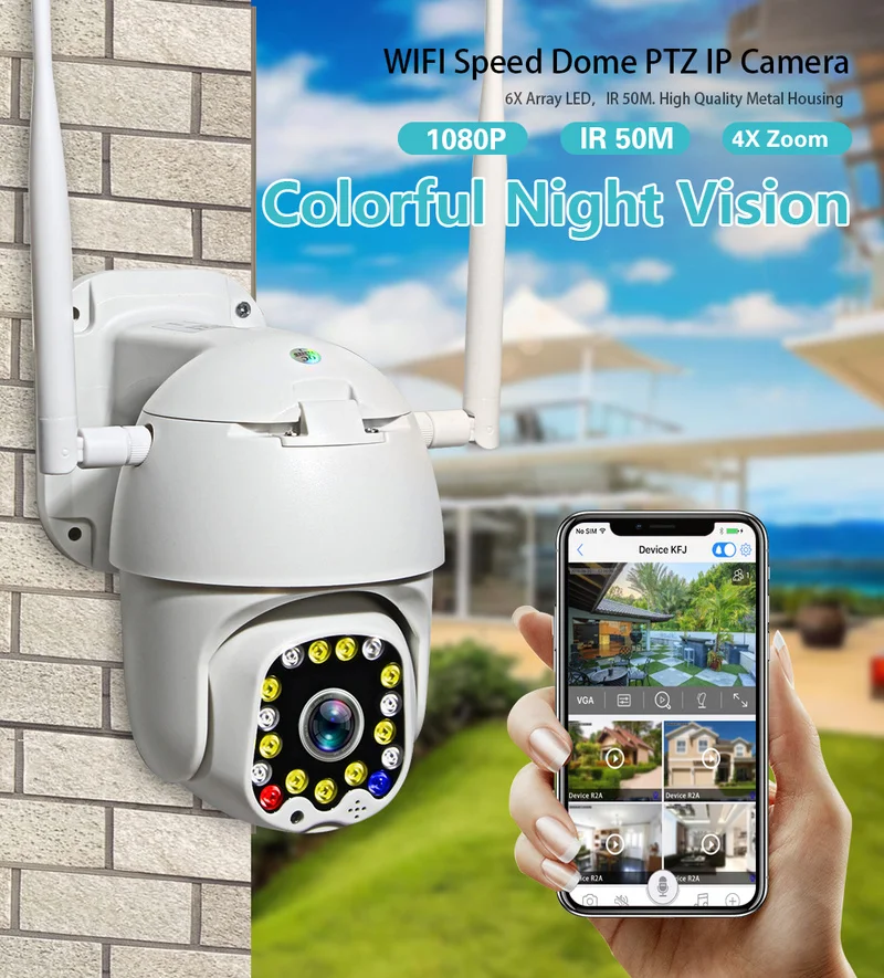 Мини 1080P PTZ IP камера Облачное хранилище 4X цифровой зум купольная CCTV Камера