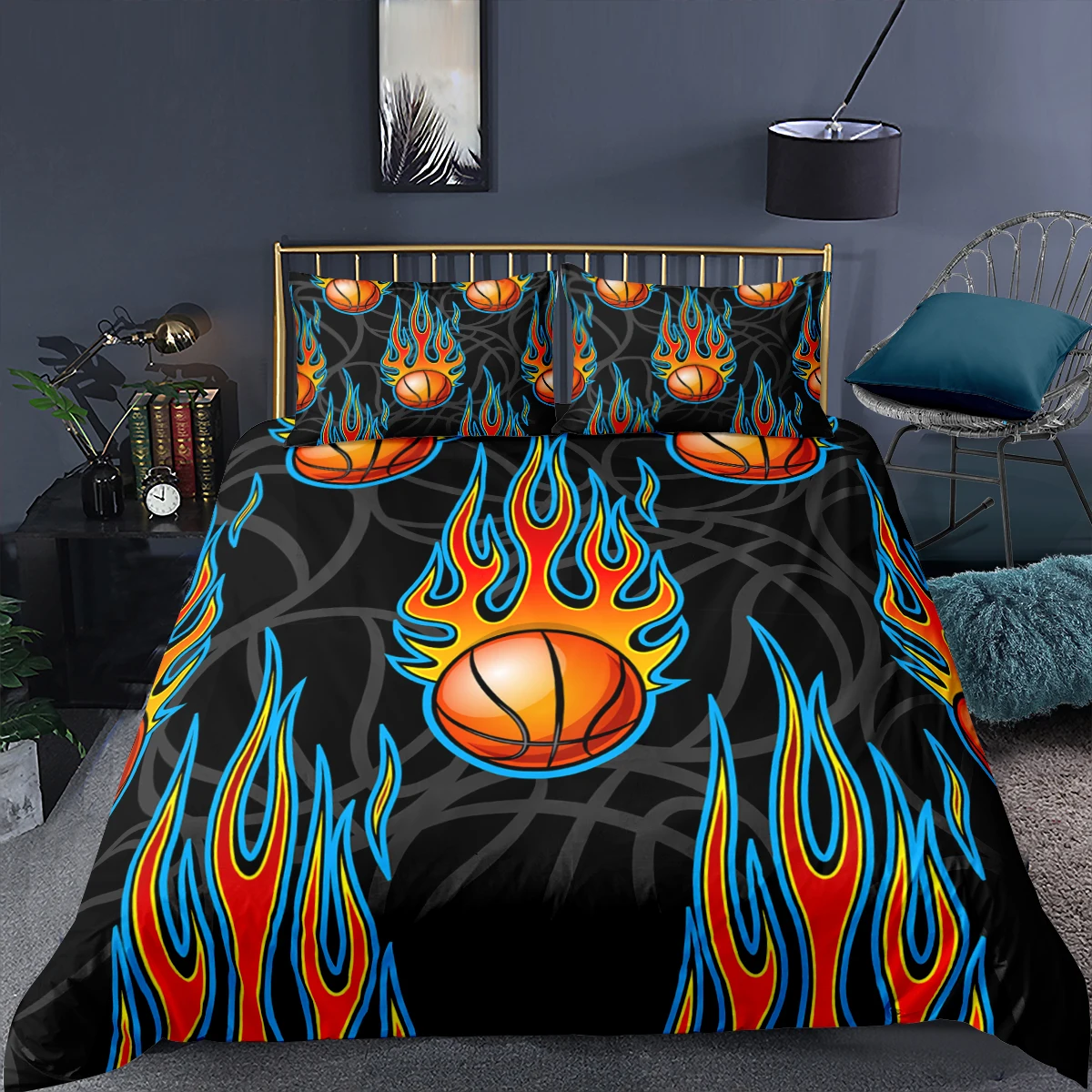 

3D Bedclothes Basketball Printed Bedding Set Soft Duvet Cover Pillowcase Boy Bedroom Single Twin Double Queen King Quilt Cover